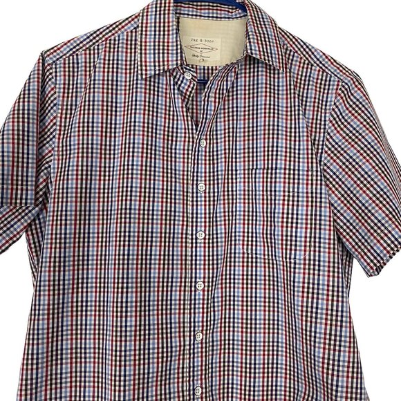 RAG & BONE Men Short Sleeve Shirt Tailored Workwear Plaid Sz M Multicolor 3-19 - Picture 3 of 8